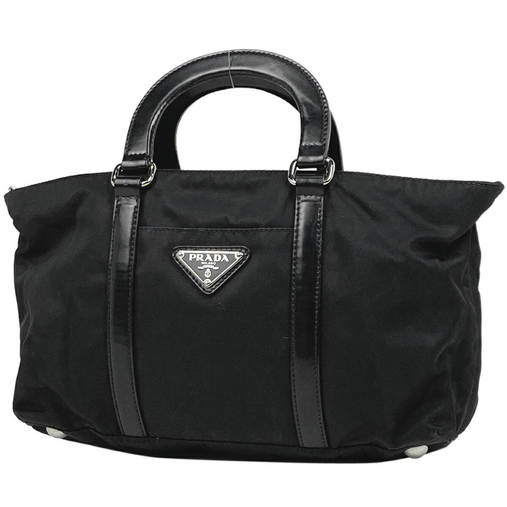 Prada Logo Plate Handbag Shoulder Bag Nero Black